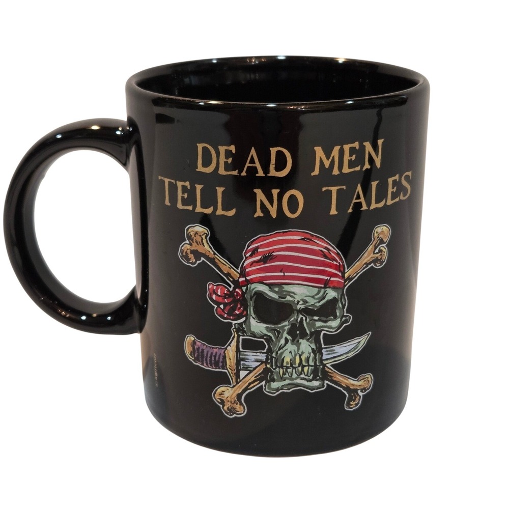 Agiftcorp Dead Men Tell No Tales Pirate Skull Crossbones Black Ceramic Mug